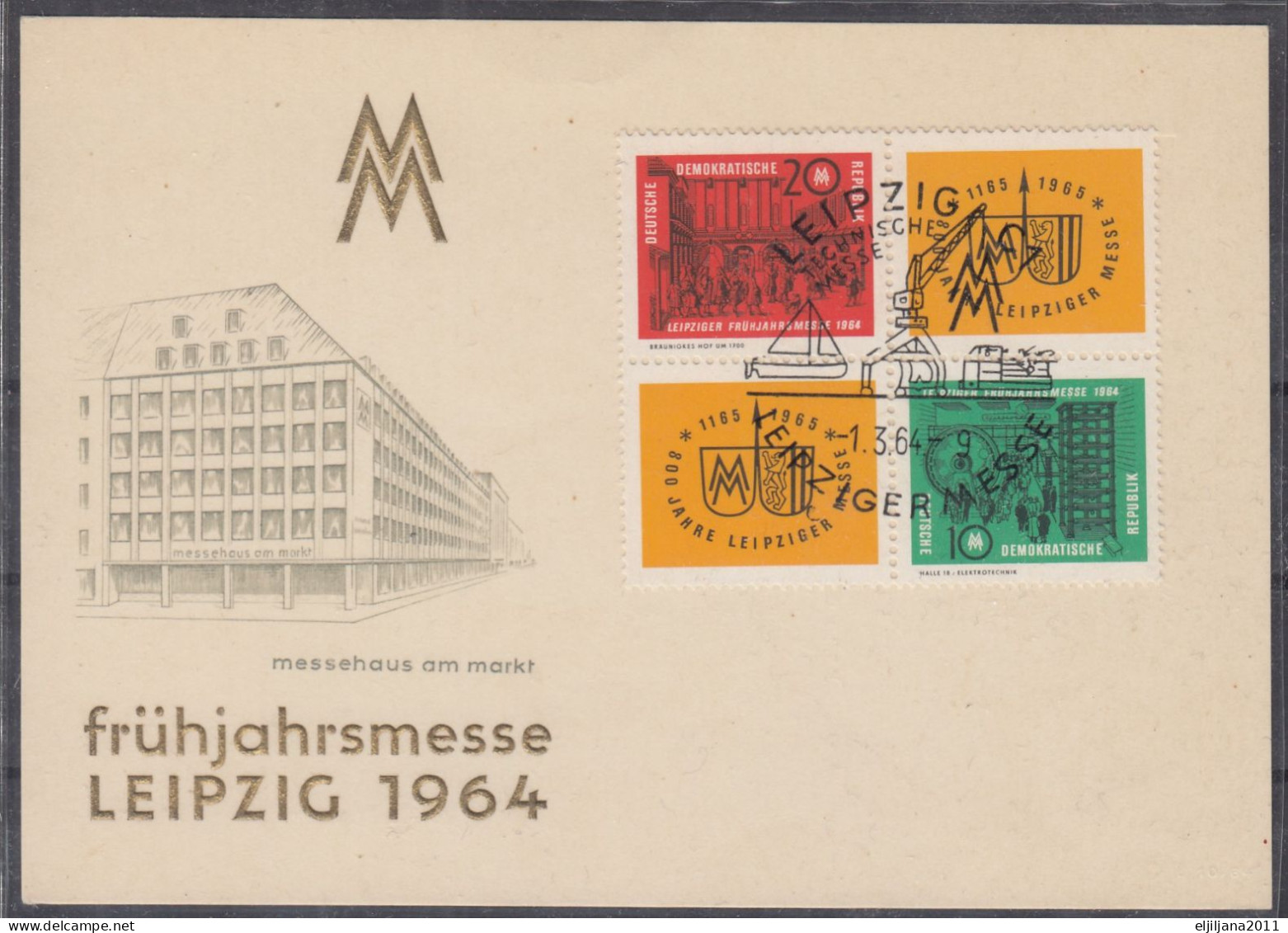 SALE !! 50 % OFF !! ⁕ Germany DDR 1964 ⁕ Leipzig, Spring Fair Mi.1012/1013 ⁕ FDC Postcard - Postkaarten - Gebruikt