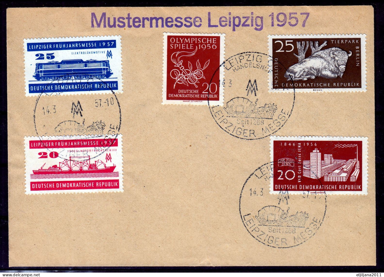 SALE !! 50 % OFF !! ⁕ Germany 1957 DDR ⁕ Zoo Berlin, Leipzig Fair Postmark On 2 Covers "Mustermesse" - Briefomslagen - Gebruikt