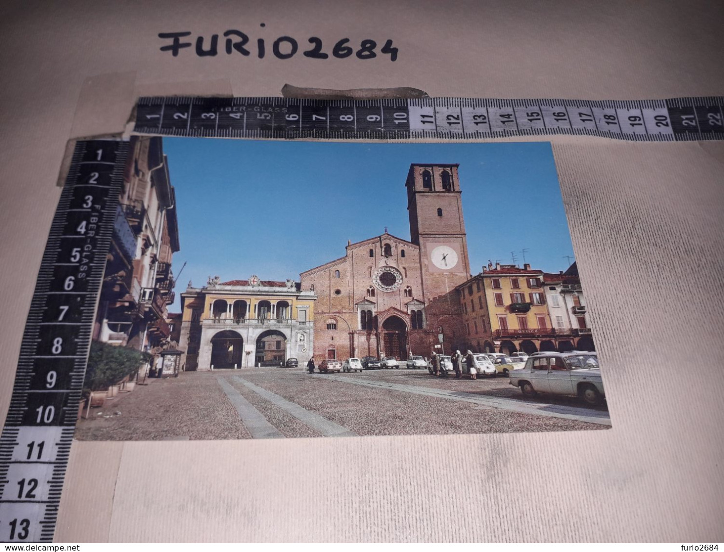 AD8705 LODI CATTEDRALE PANORAMA DELLA FACCIATA AUTO D'EPOCA - Lodi