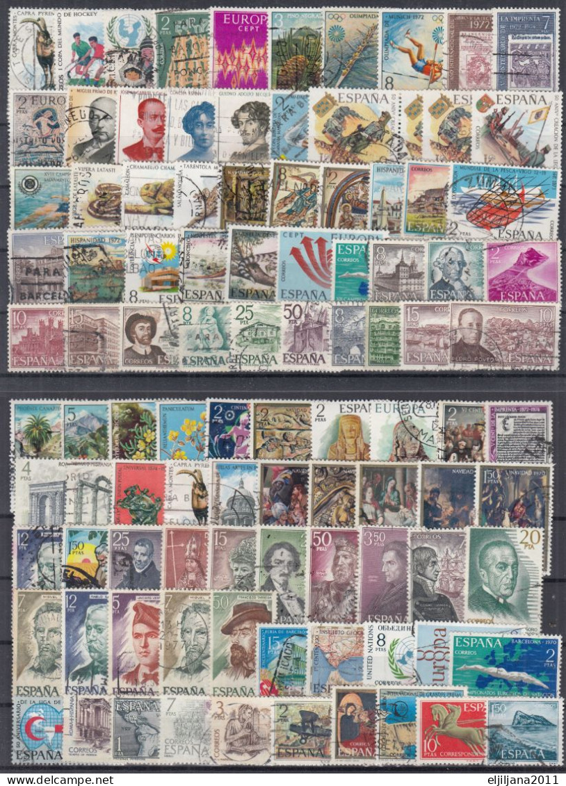 SALE !! 50 % OFF !! ⁕ SPAIN 1964 - 1980 ⁕ Nice Collection / Lot Of 100 Used Stamps ⁕ Scan - Colecciones