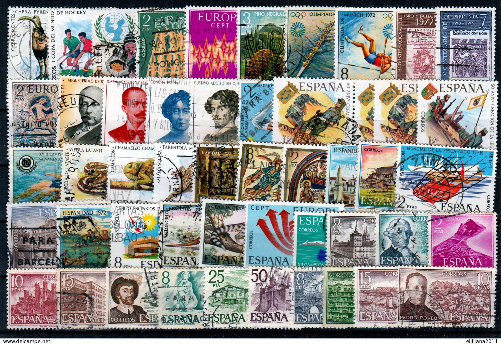 SALE !! 50 % OFF !! ⁕ SPAIN 1964 - 1980 ⁕ Nice Collection / Lot Of 100 Used Stamps ⁕ Scan - Colecciones