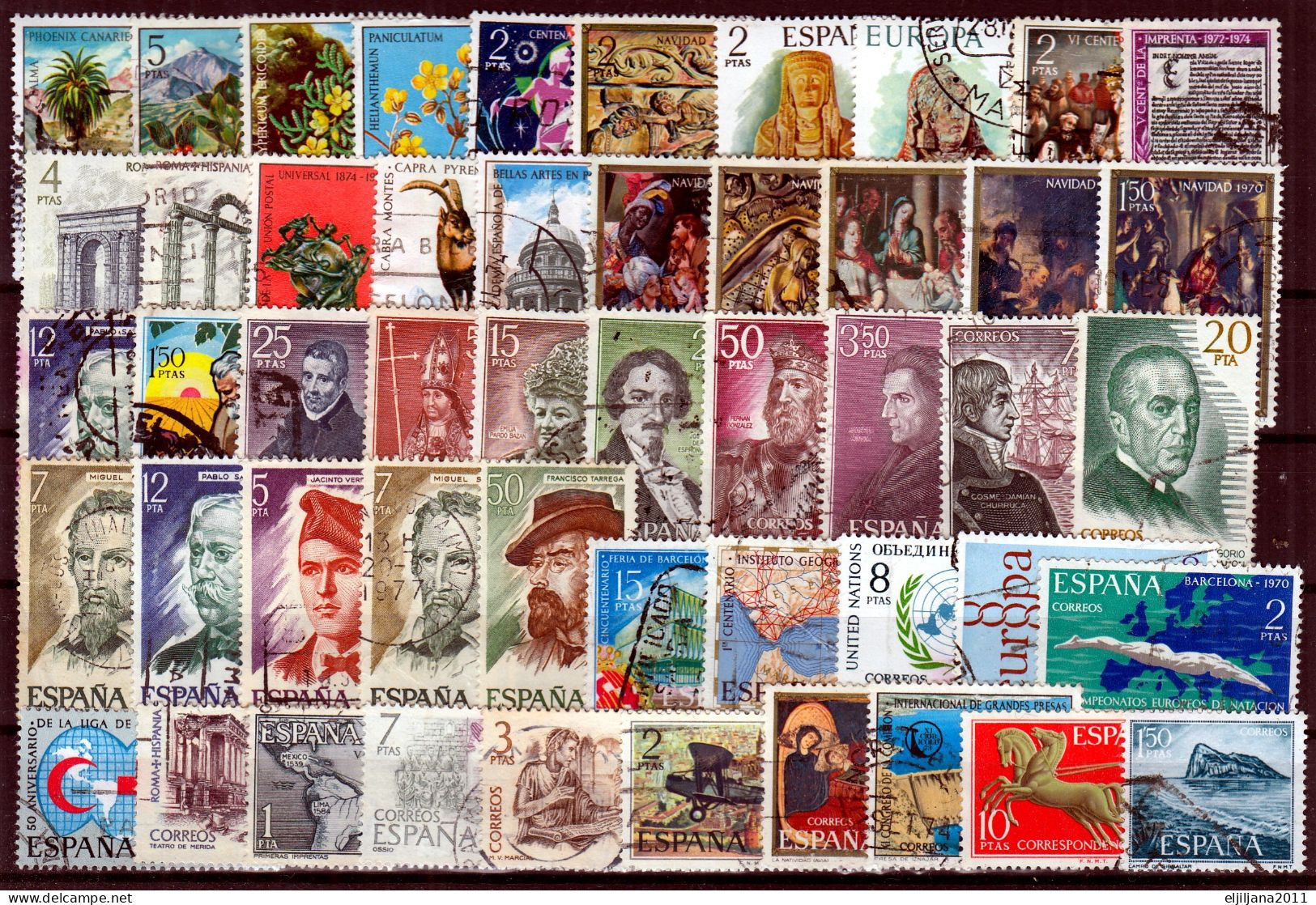 SALE !! 50 % OFF !! ⁕ SPAIN 1964 - 1980 ⁕ Nice Collection / Lot Of 100 Used Stamps ⁕ Scan - Collections