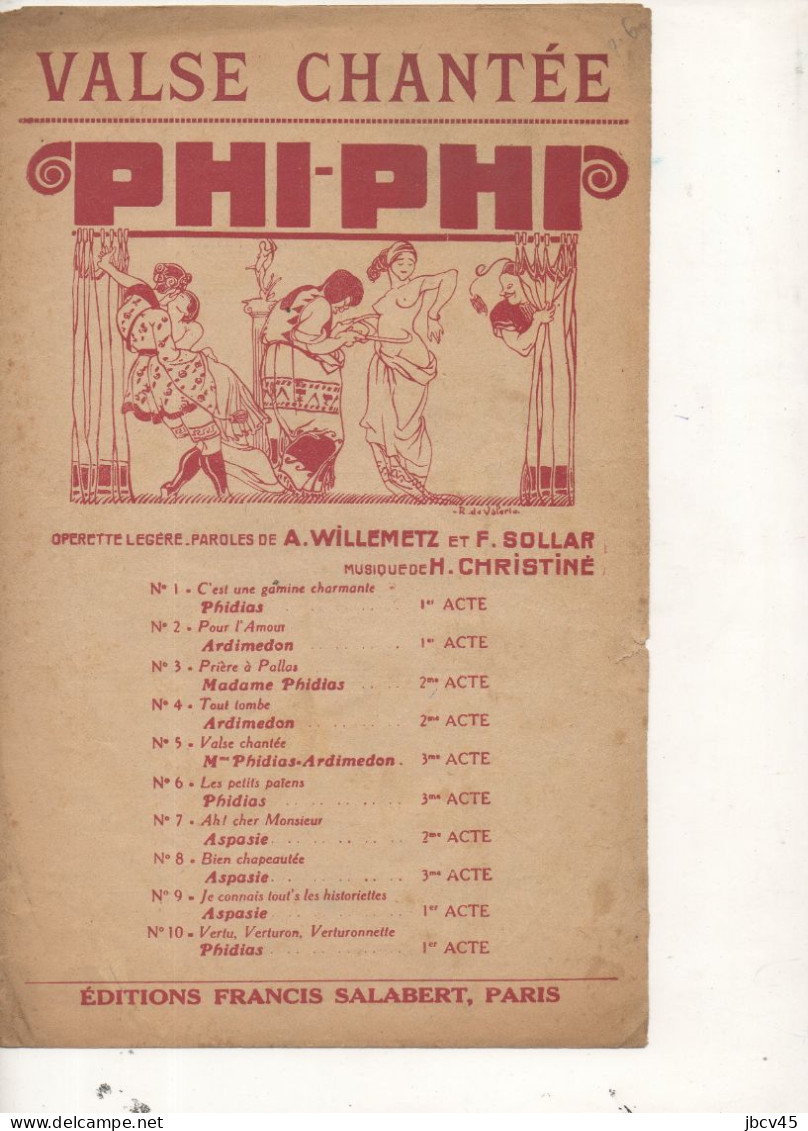 Partition Valse Chantee PHIPHI  Edition Salabert  1918 - Song Books