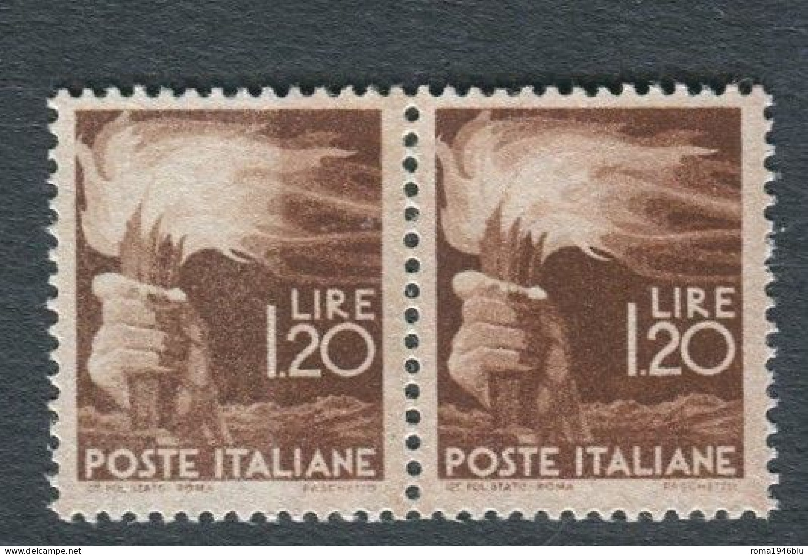 REPUBBLICA 1945 DEMOCRATICA 1,20 L. STAMPA CON L'ESEMPLARE DI SINISTRA EVANESCENTE **  MNH - Variétés Et Curiosités