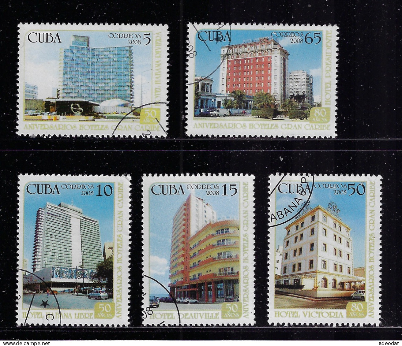 CUBA 2008 STAMPWORLD 5072-5076 CANCELLED - Gebruikt