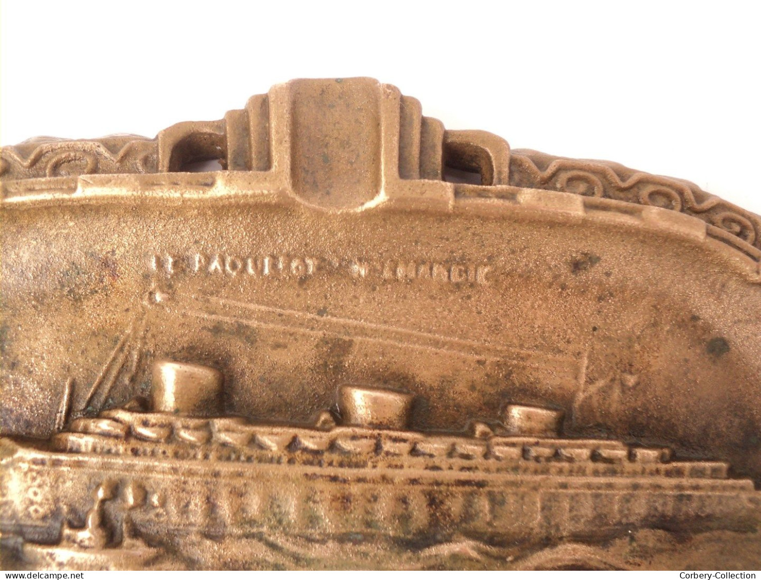 Ancien Cendrier Bronze Paquebot Normandie Compagnie Générale Transatlantique - Metallo