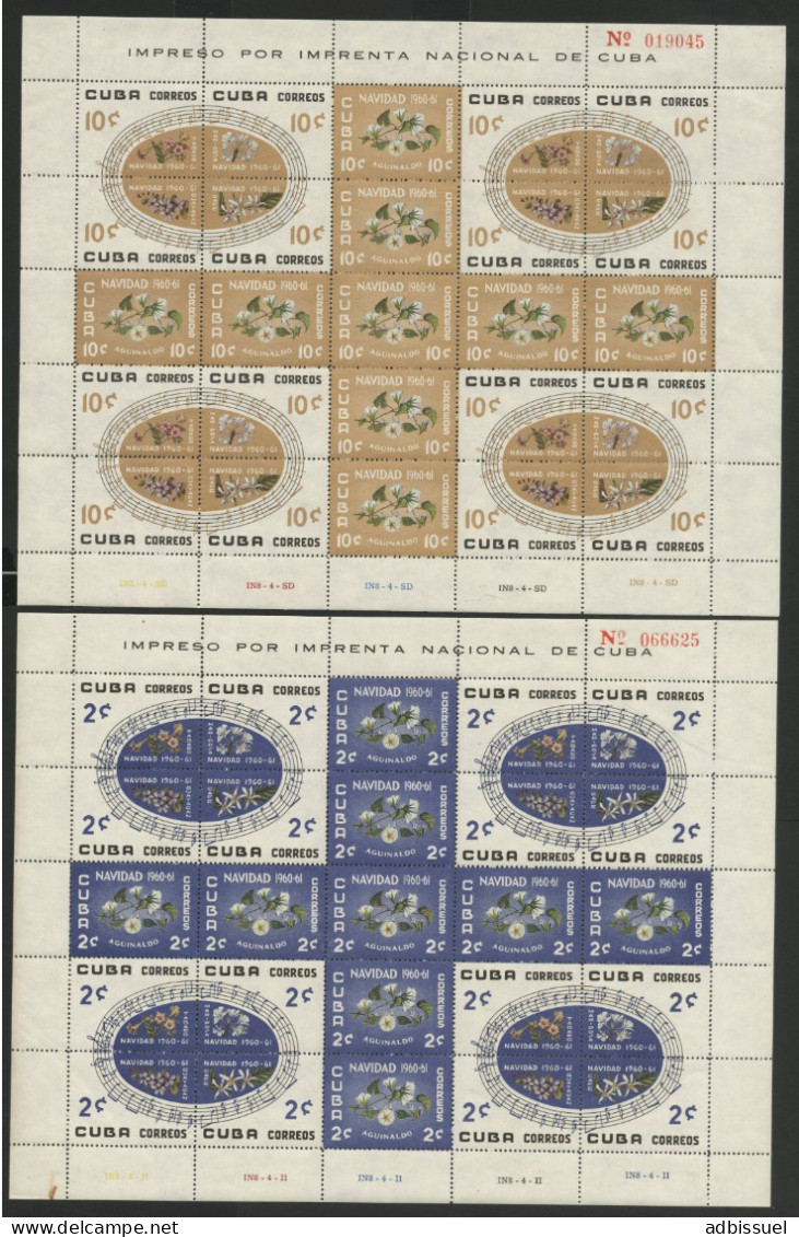 CUBA N° 539 à 549 Trois Feuilles Neuves ** (MNH) Cote 400 € NOEL NAVIDAD CHRISTMAS Voir Description - Neufs