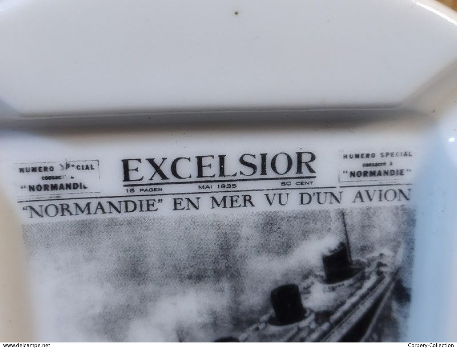 Ancien Cendrier Publicitaire Paquebot Normandie Journal Excelsior - Porzellan