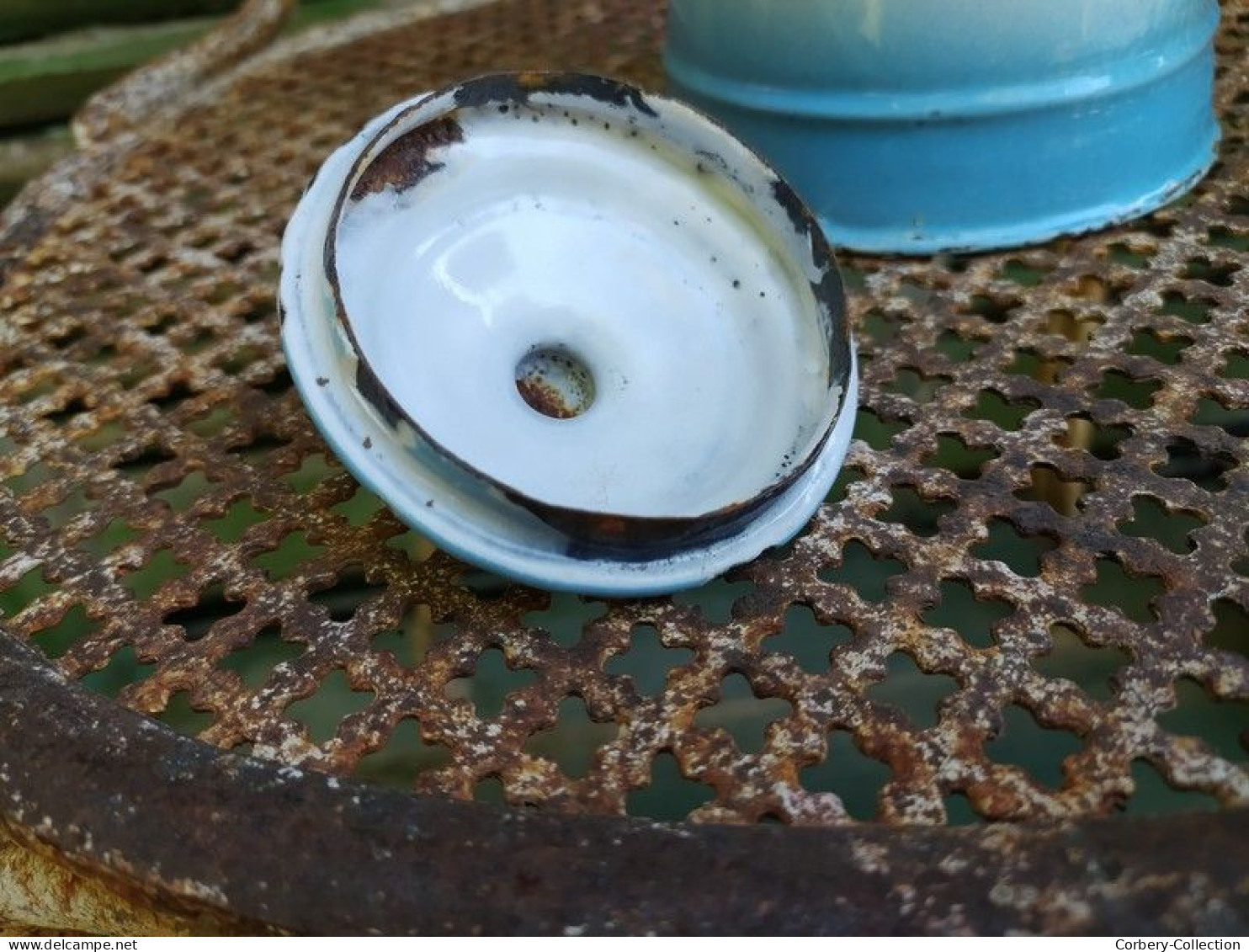 Ancienne Petite Cafetière Émaillée Bleu Dégradé (Petit modèle)