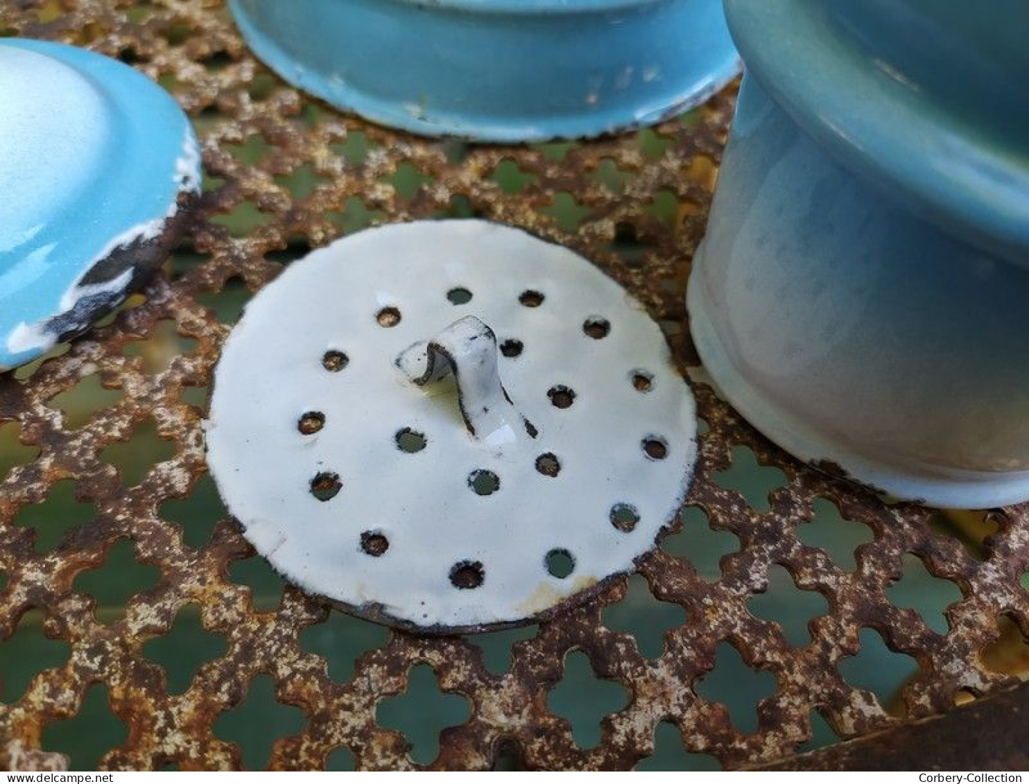 Ancienne Petite Cafetière Émaillée Bleu Dégradé (Petit modèle)