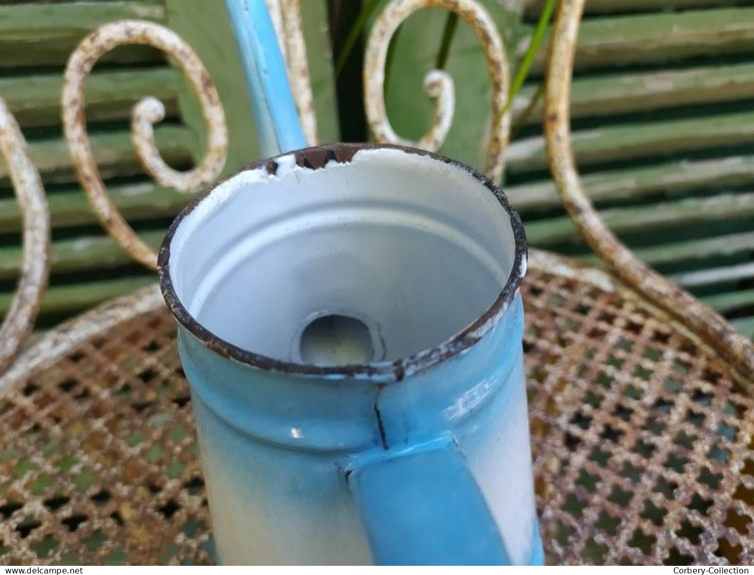 Ancienne Petite Cafetière Émaillée Bleu Dégradé (Petit modèle)