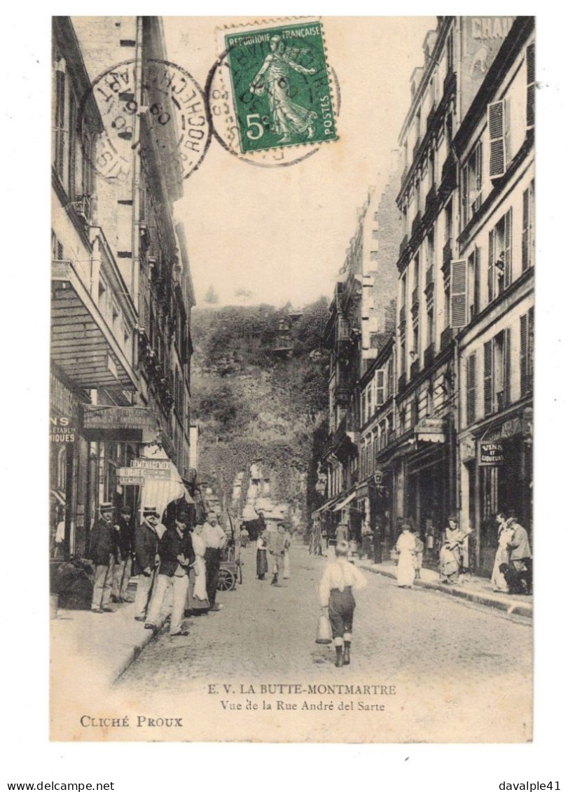 75 PARIS  BUTTE MONTMARTRE    VUE DE LA RUE ANDRE DEL SARTE BON ETAT  2 SCANS - Ohne Zuordnung