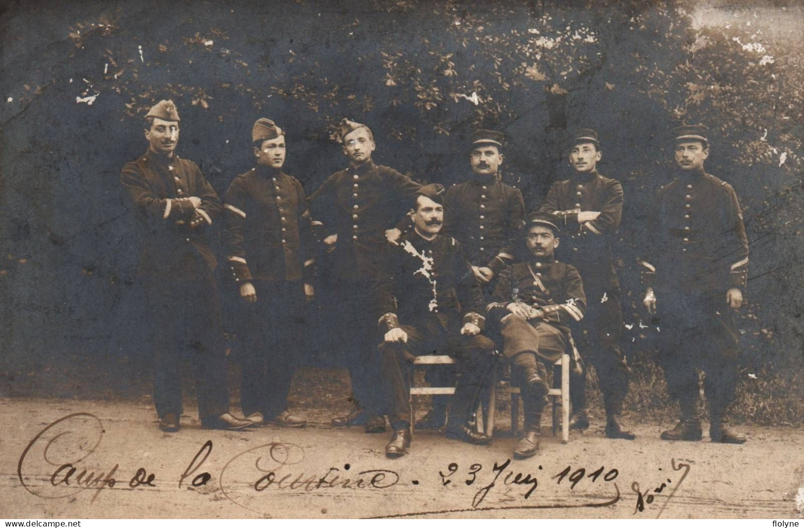 La Courtine - Carte Photo - Groupe De Militaires Soldats Régiment , 23 Juin 1910 - Militaria - La Courtine