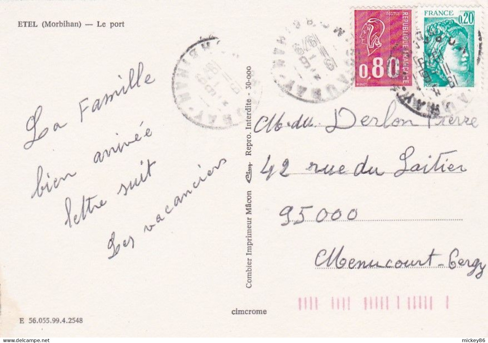 ETEL --1979 -- Vue Aérienne ---Le Port  ...timbres....cachet   AURAY-56 - Etel