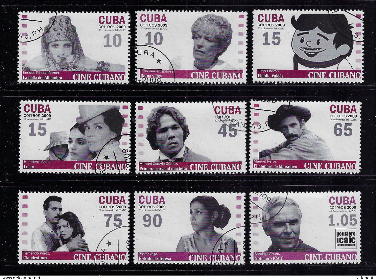 CUBA 2009 STAMPWORLD 5250-5258 CANCELLED - Usados