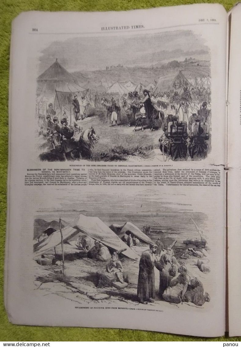 THE ILLUSTRATED TIMES 244. DECEMBER 3, 1859 JEWS MOROCCO MAROC ISRAEL ALGERIA BELGRADE SERVIA SARDINIA SARDEGNA ZURICH - Otros & Sin Clasificación