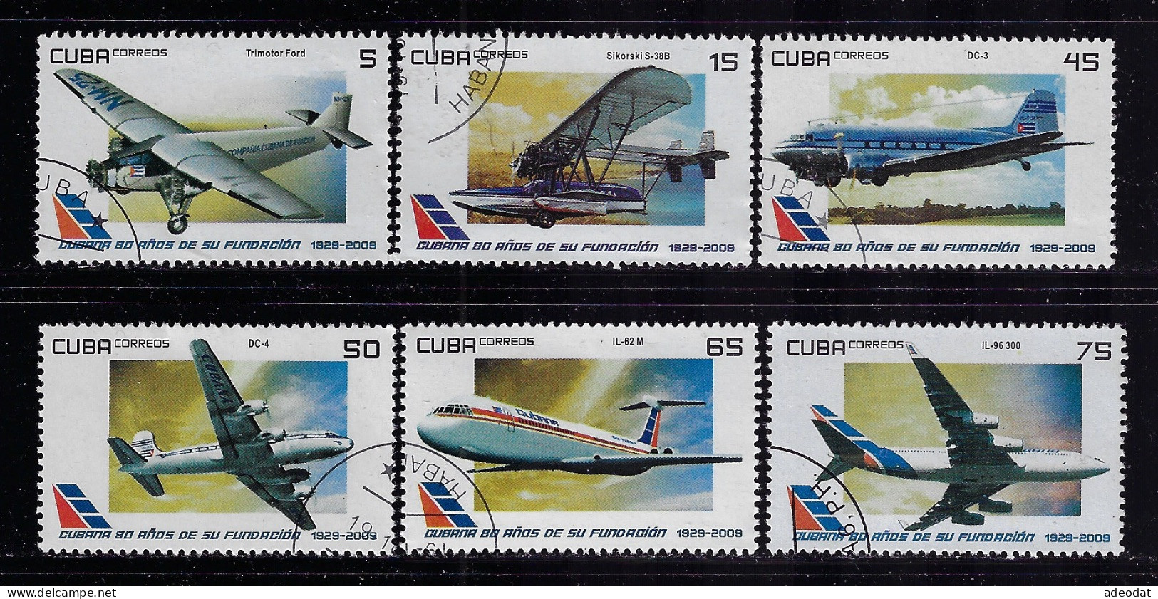 CUBA 2009 STAMPWORLD 5322-5327 CANCELLED - Gebraucht