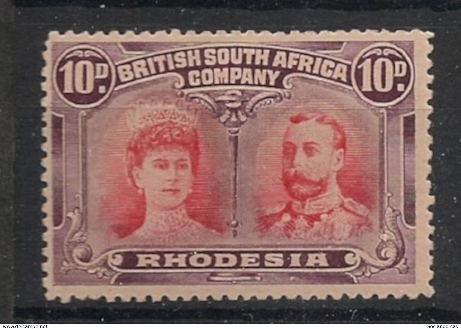 RHODESIA - 1910 - N°YT. 30 - 10p Violet-brun Et Rouge - Neuf* / MH VF - Northern Rhodesia (...-1963)