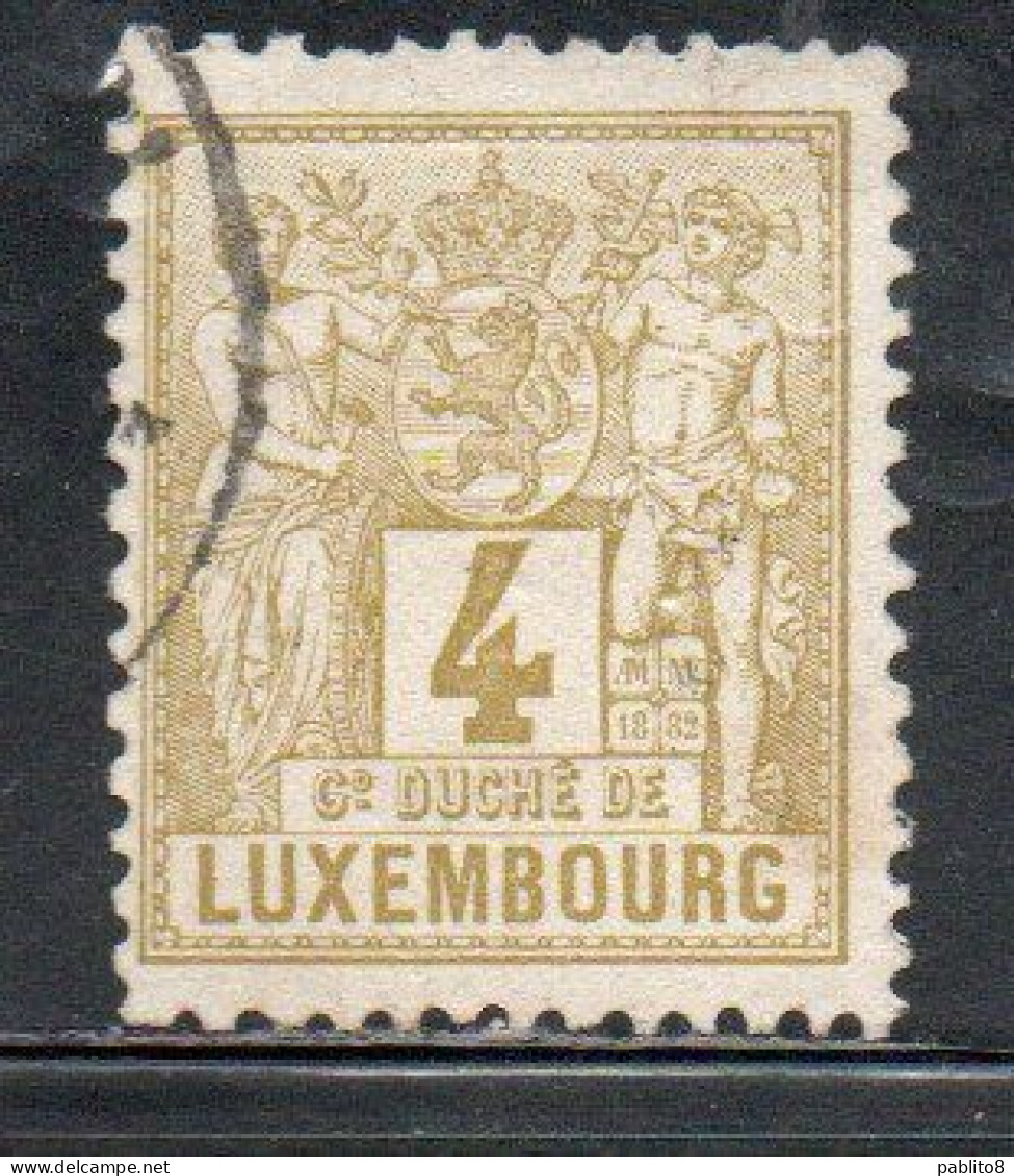 LUXEMBOURG LUSSEMBURGO 1882 INDUSTRY AND COMMERCE CENT. 4c USED USATO OBLITERE' - 1882 Alegorias