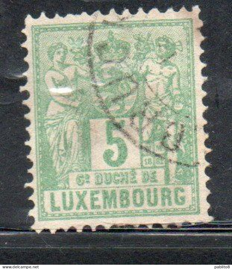 LUXEMBOURG LUSSEMBURGO 1882 INDUSTRY AND COMMERCE CENT. 5c USED USATO OBLITERE' - 1882 Allegory