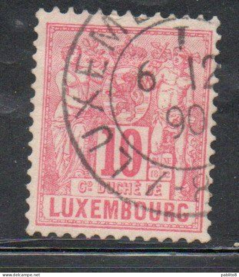 LUXEMBOURG LUSSEMBURGO 1882 INDUSTRY AND COMMERCE CENT. 10c USED USATO OBLITERE' - 1882 Allégorie