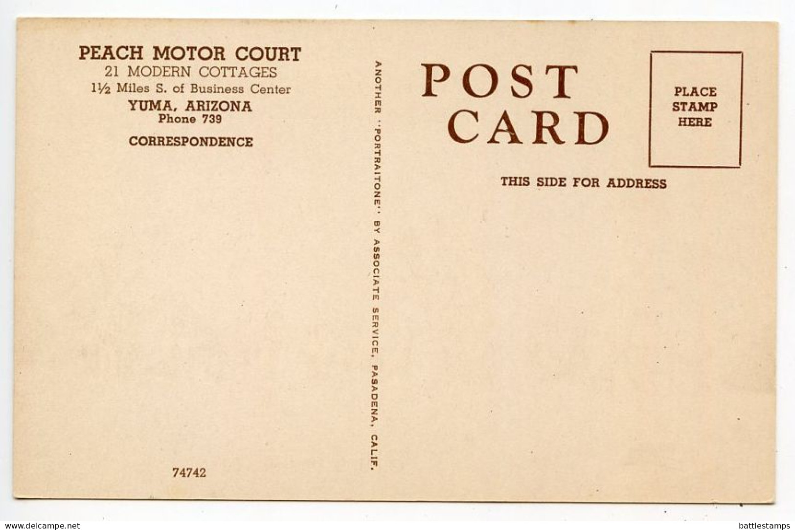 United States Vintage Postcard - Peach Motor Court, Yuma Arizona On U.S. Highway 80 - Autres & Non Classés