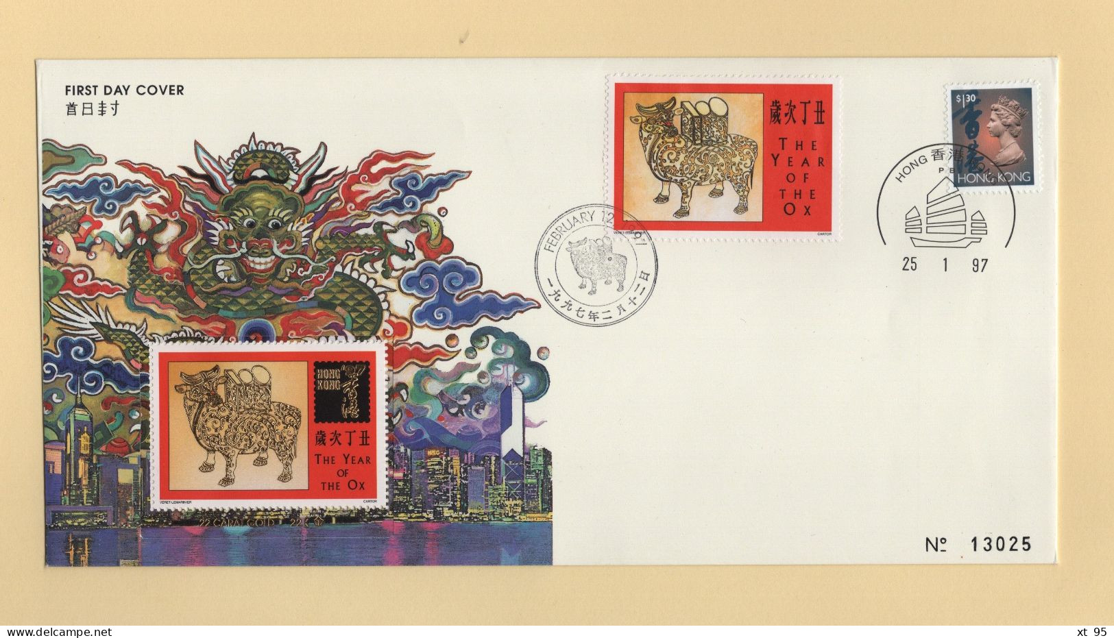 Hong Kong - FDC - 1997 - The Year Of Ox - FDC