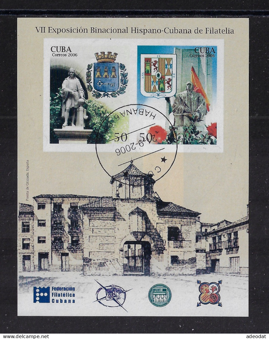 CUBA 2006 SOUVENIR SHEET ARMS CUBA & SPAIN SCOTT 4618 CANCELLED - Used Stamps