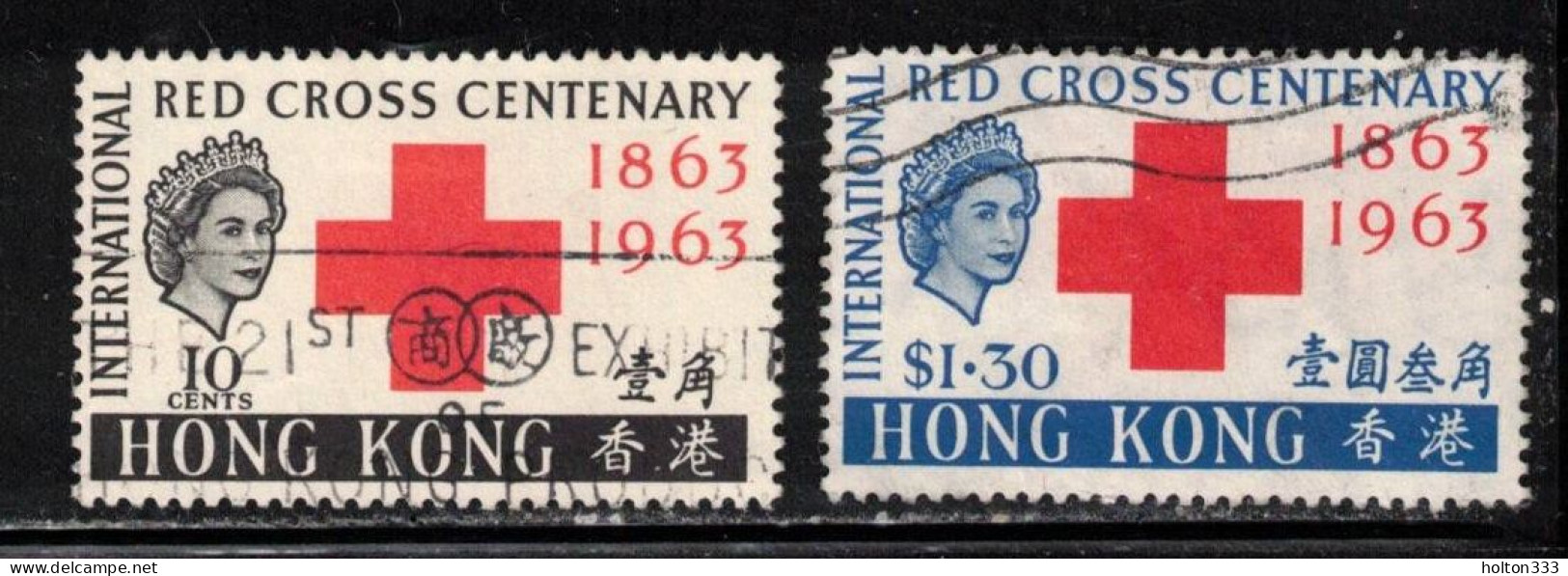 HONG KONG Scott # 219-20 Used - QEII Red Cross Issue - Usados