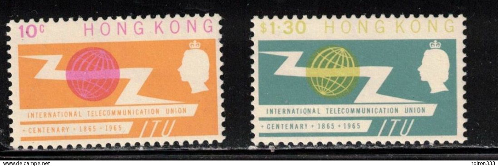 HONG KONG Scott # 221-2 MH - QEII ITU Issue - Neufs