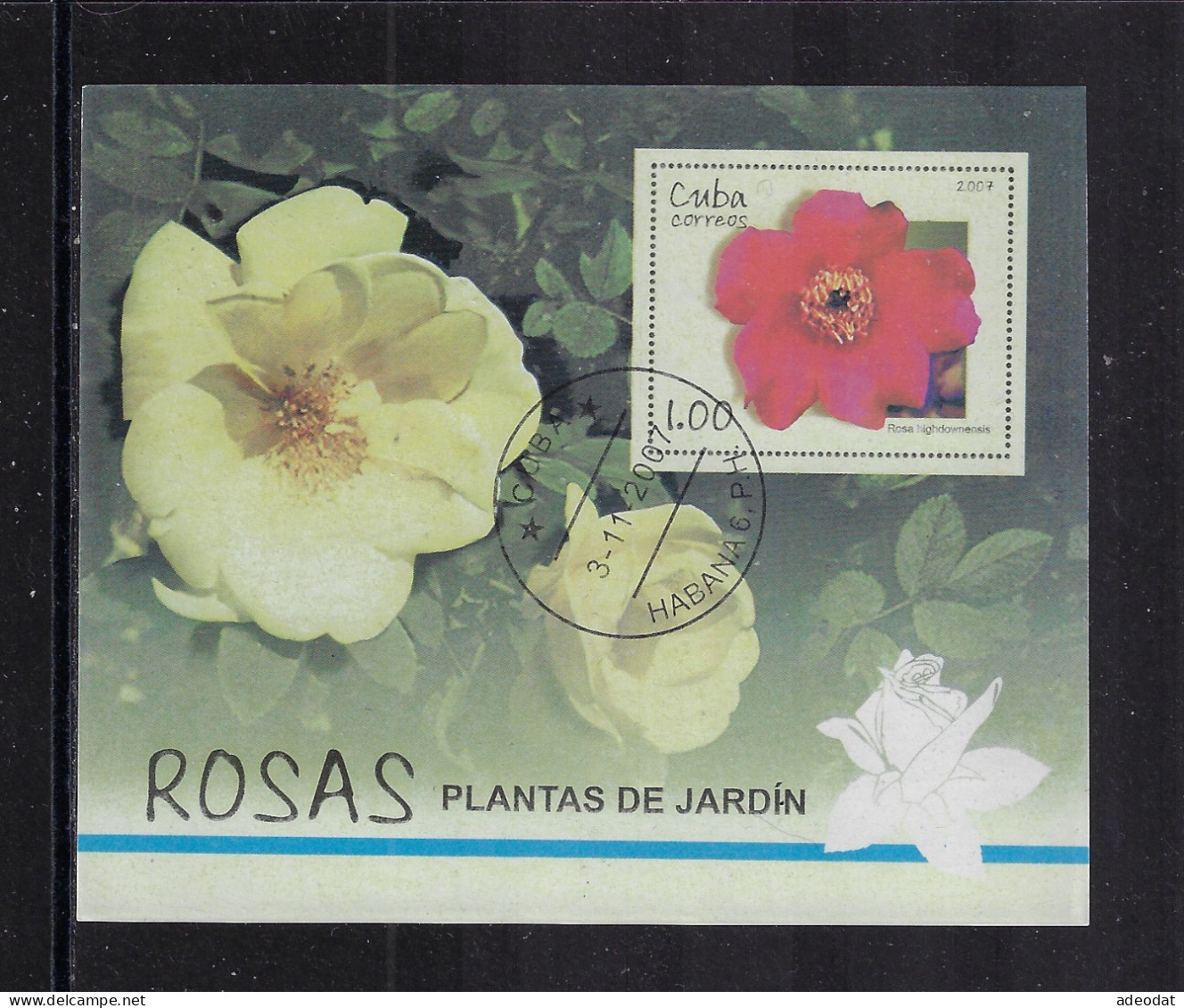 CUBA 2007 ROSES SCOTT 4759 CANCELLED - Used Stamps