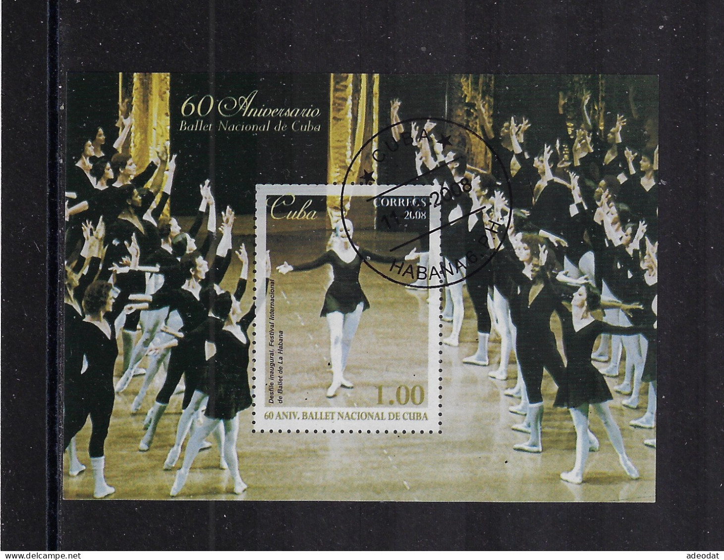 CUBA 2008 MINI SHEET NATIONAL BALLET STAMPWORLD 5161 CANCELLED - Usados