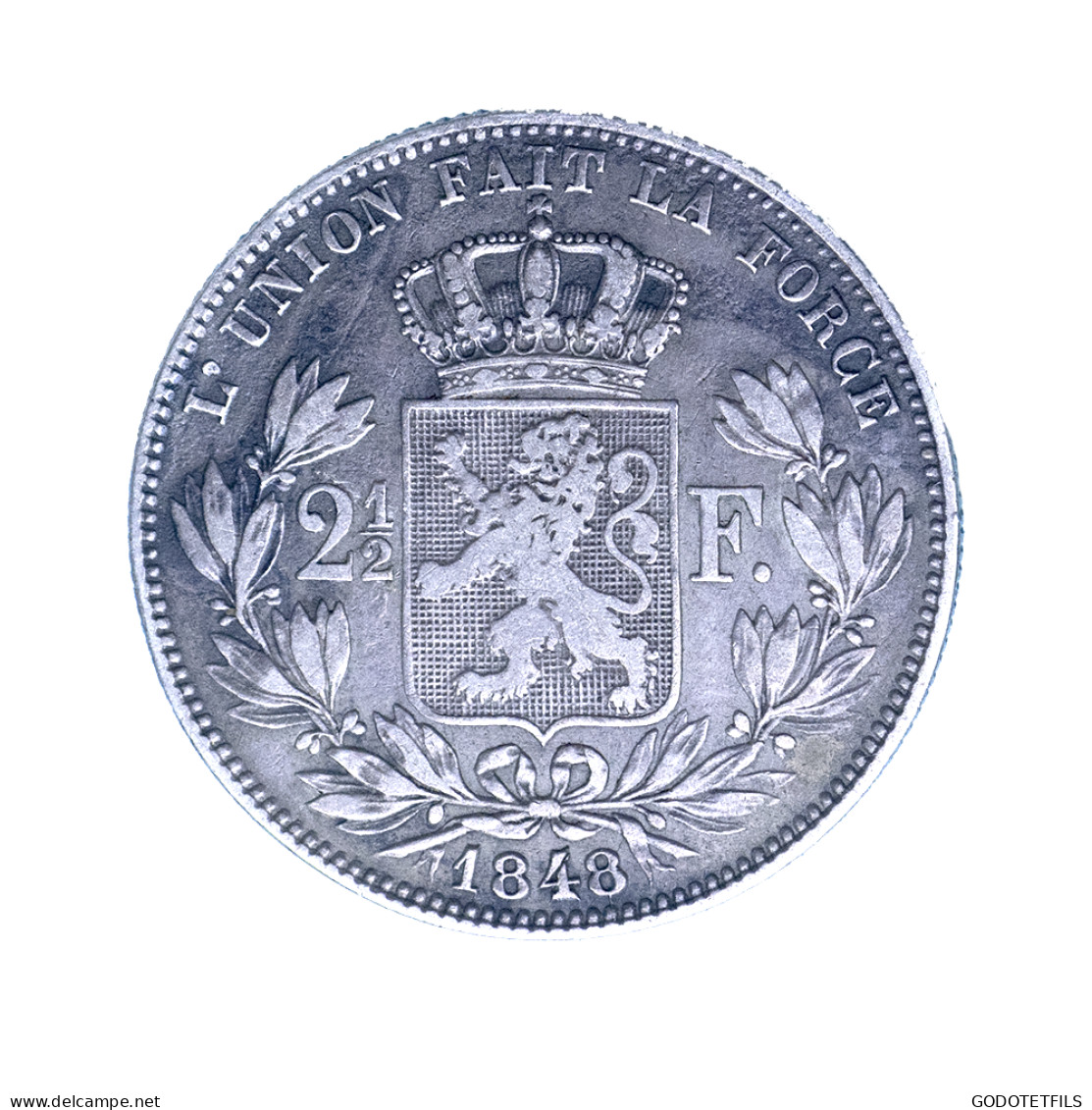 Belgique-2 Francs Léopold Ier 1848 Bruxelles - 2 Francs