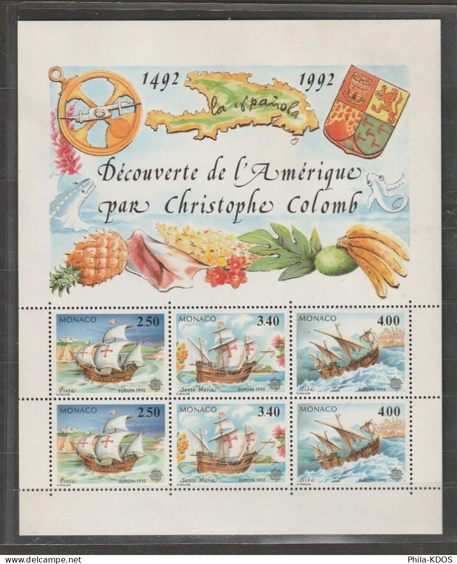 (+ KDO) " DECOUVERTE DE L'AMERIQUE PAR CHRISTOPHE COLOMB " Sur BF  NEUF ** MNH De MONACO De 1992 N° YT BF 57. A Saisir ! - Christophe Colomb