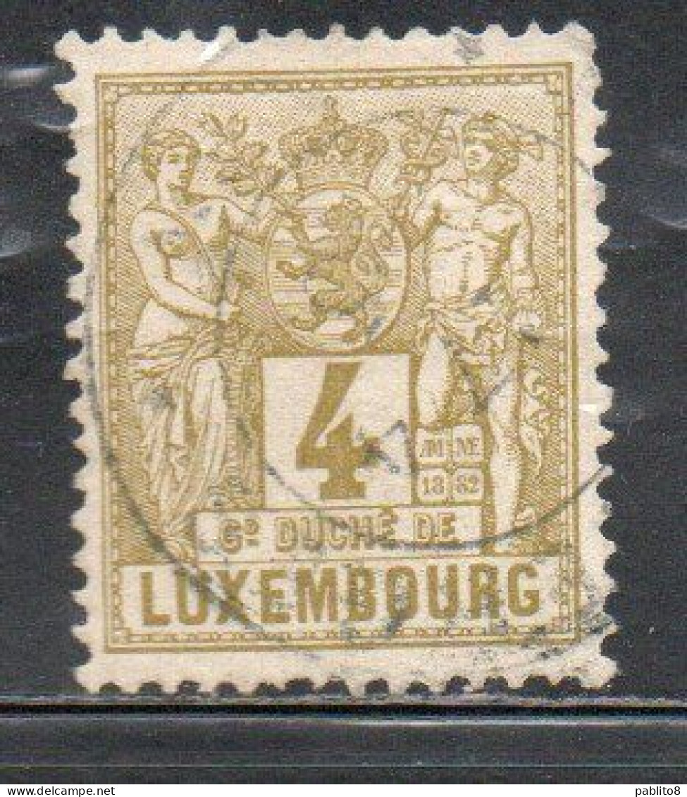 LUXEMBOURG LUSSEMBURGO 1882 INDUSTRY AND COMMERCE CENT. 4c USED USATO OBLITERE' - 1882 Allégorie