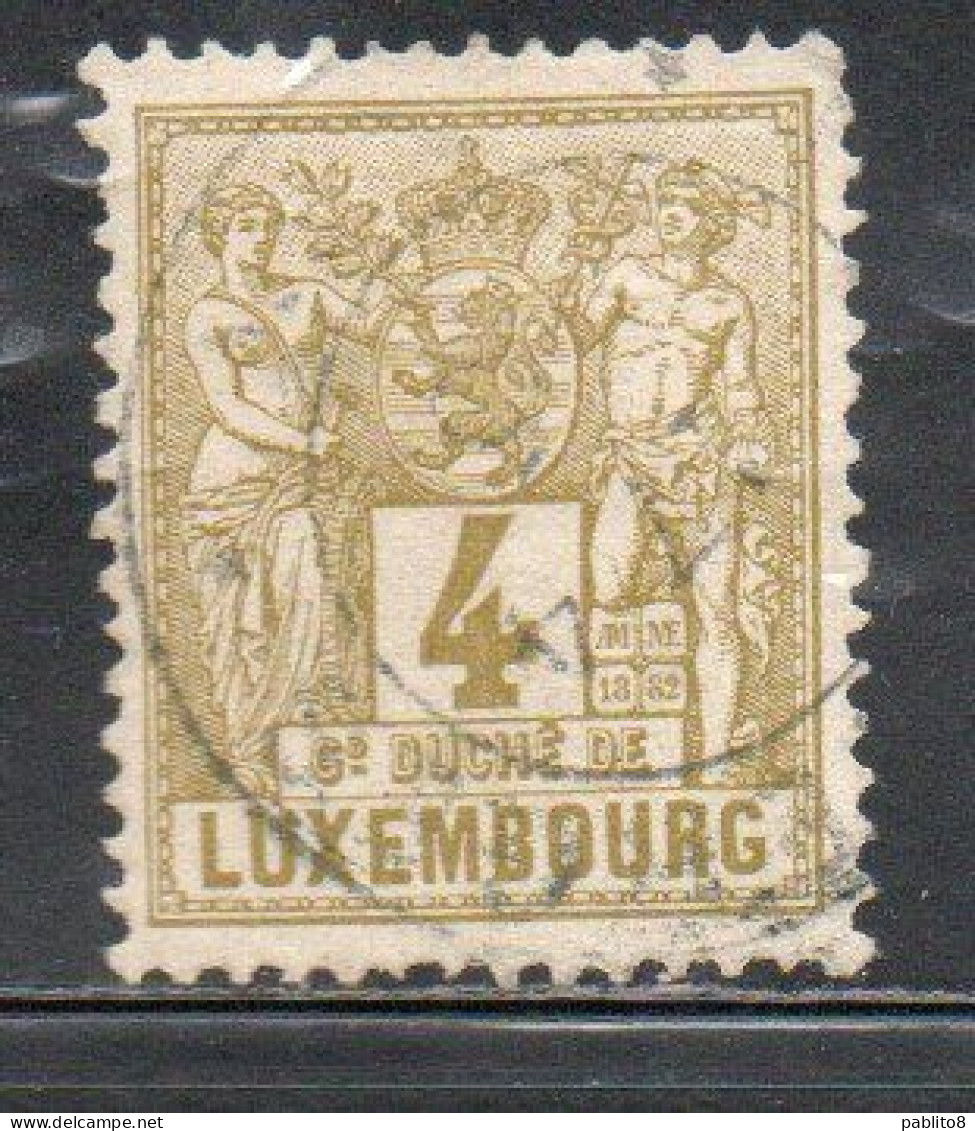 LUXEMBOURG LUSSEMBURGO 1882 INDUSTRY AND COMMERCE CENT. 4c USED USATO OBLITERE' - 1882 Allegory