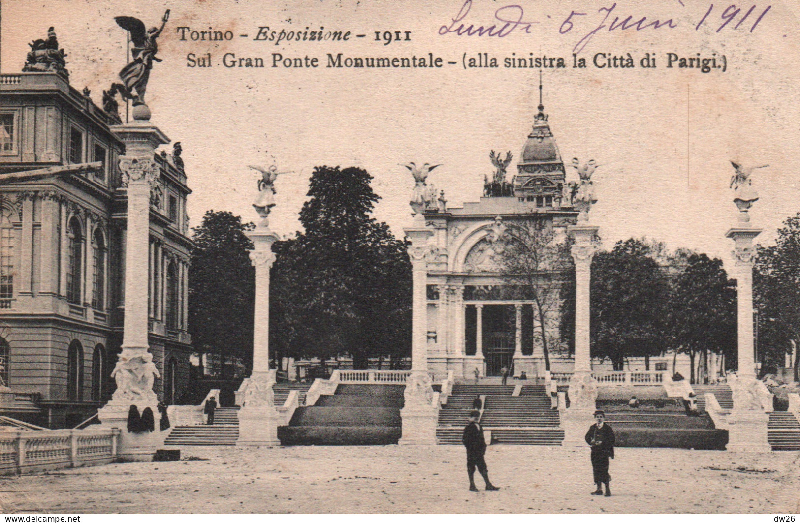 Torino (Turin) Esposizione 1911 - Sul Gran Ponte Monumentale (le Pont, Alla Sinistra La Città Di Parigi) - Exposiciones