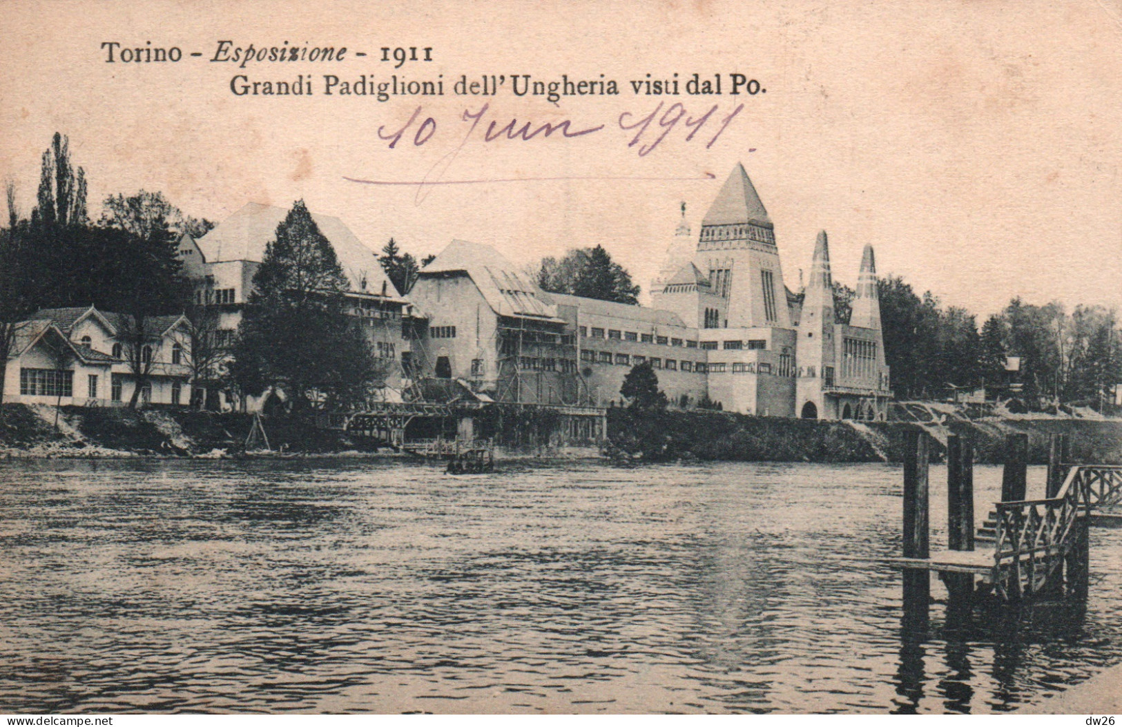 Torino (Turin) Esposizione 1911 - Grandi Padiglioni Dell' Ungheria Visti Dal Po (Grands Pavillons De Hongrie) - Expositions