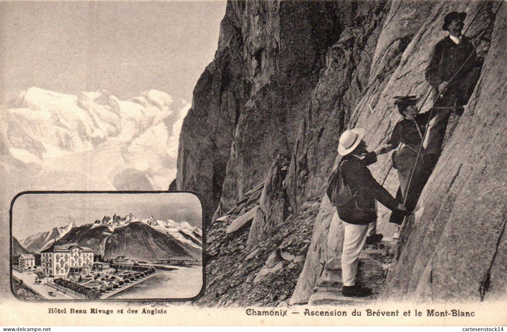 N°111761 -cpa Chamonix -ascension Du Brévent Et Le Mont Blanc- - Escalade