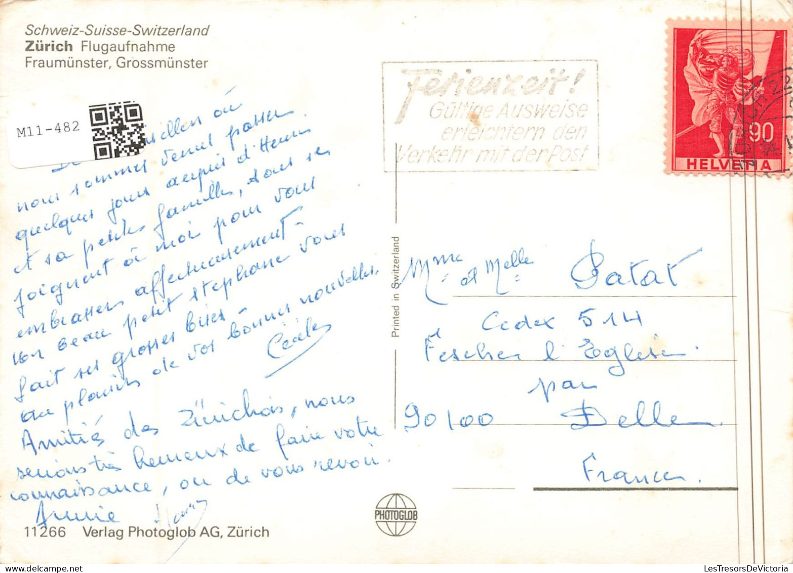 SUISSE - Zurich - Flugaufnahme - Colorisé - Carte Postale Ancienne - Zürich