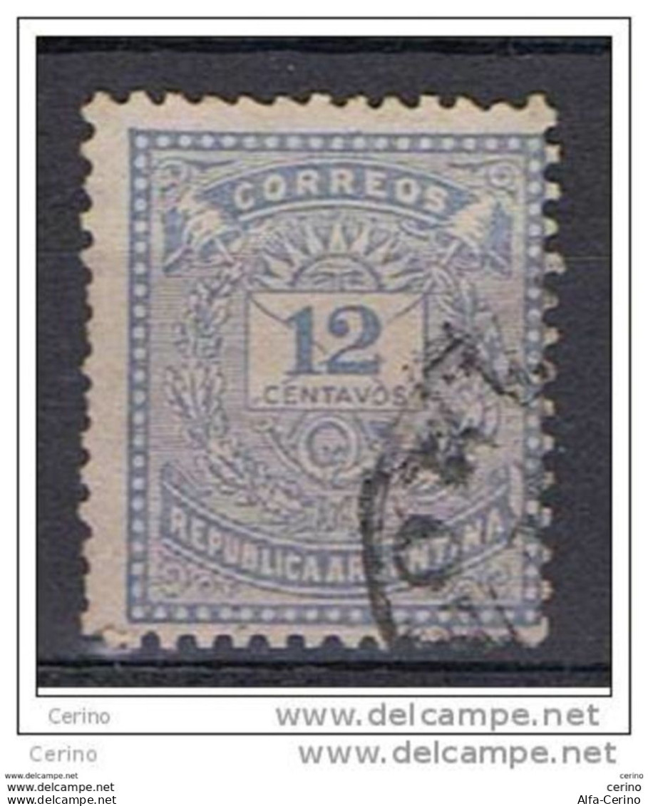 ARGENTINA:  1882  LITOGRAFICO  -  12 C. OLTREMARE  US. -  D. 12  -  YV/TELL. 53 - Used Stamps