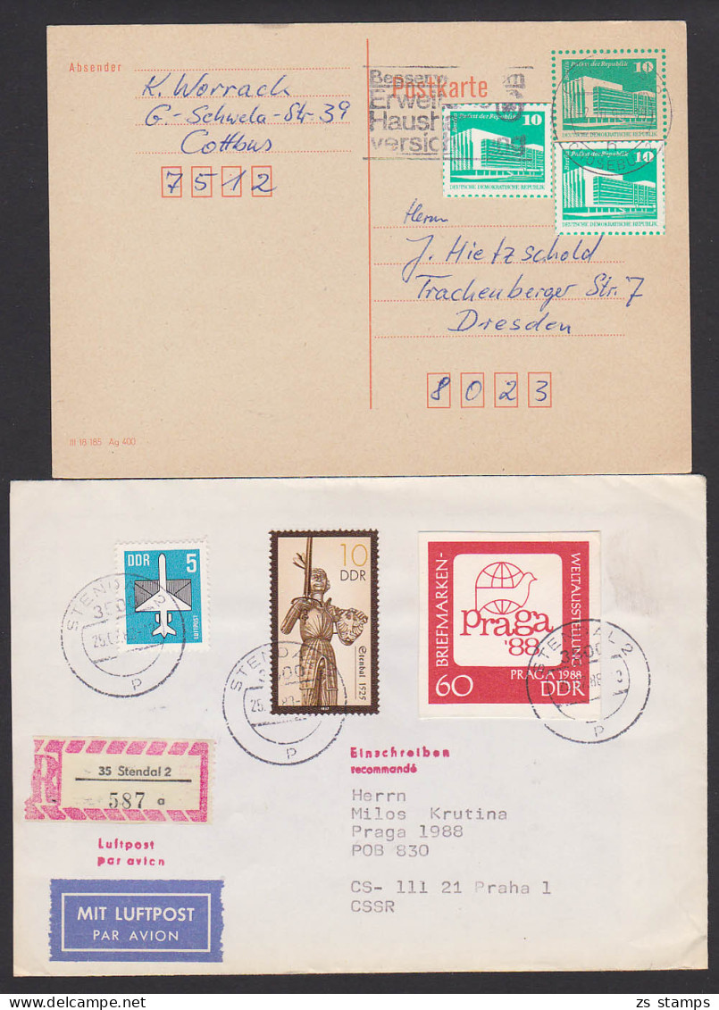 Praga 60 Pf GAA Auf R-Brief Stendal, Und 10 Pfg. GAA(2) Und GA - Postcards - Used