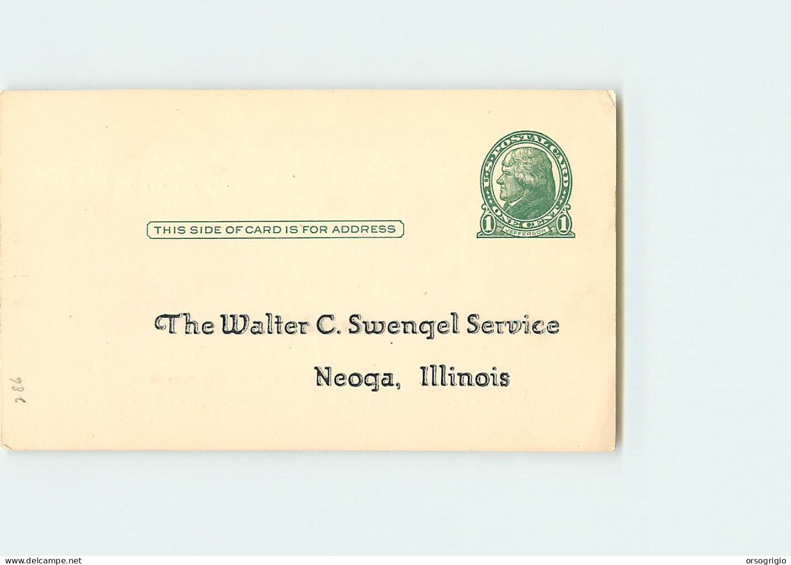 USA - Intero Postale - Stationery - 1c. - The Walter C. Swengel Neoga -  JEFFERSON - 1921-40