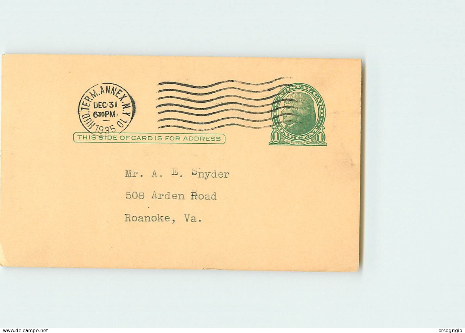 USA - Intero Postale - Stationery - 1c. - JEFFERSON -  DEC 31 - 1921-40