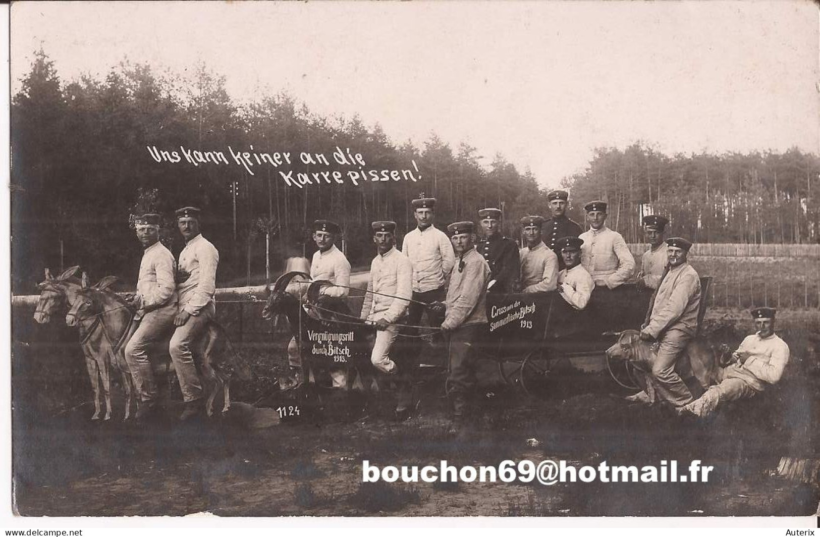 Militaria Soldats Armée - Moselle Bitche 1913 Fausse Chevre Carte Photo Goat - Personen