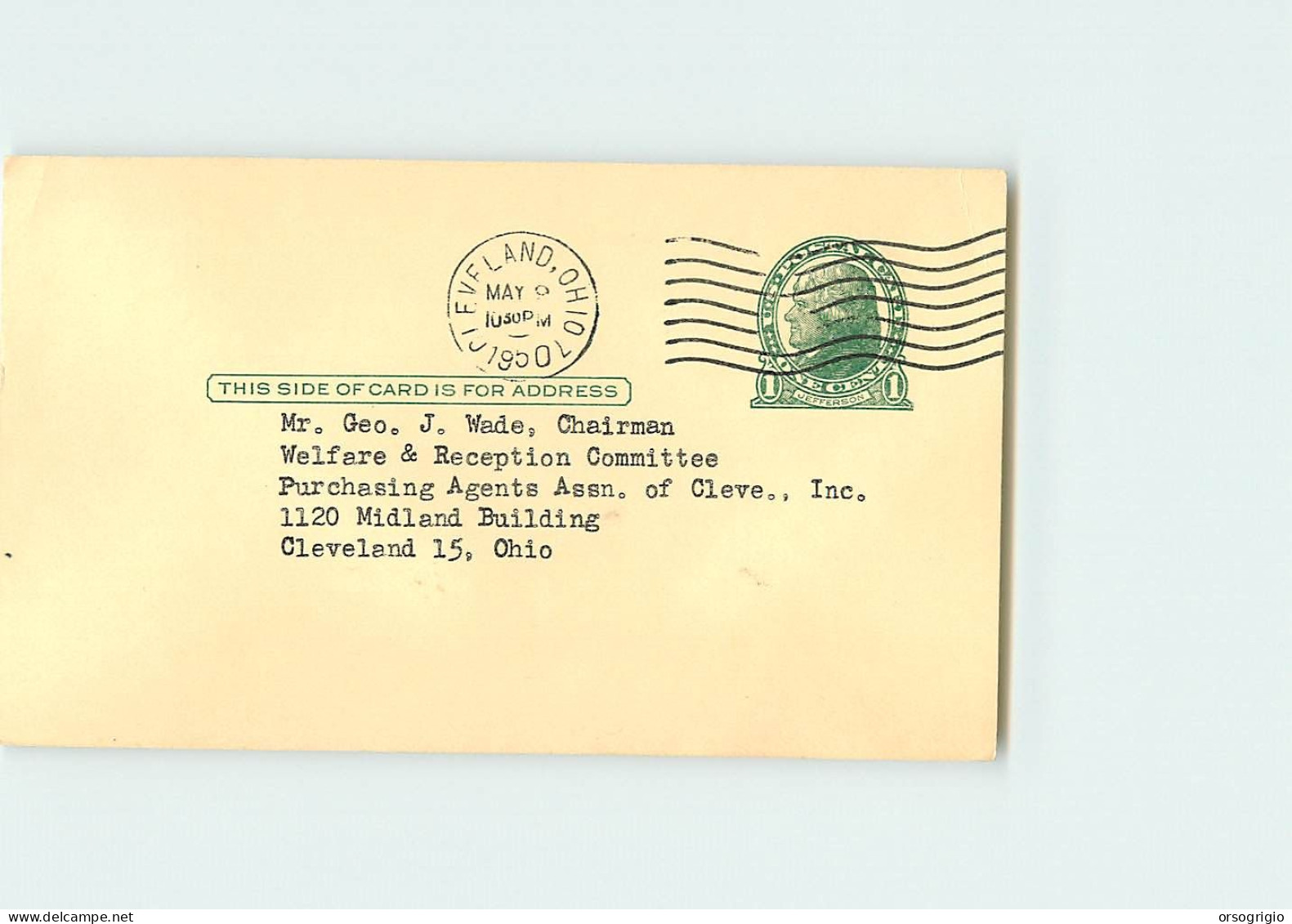 USA - Intero Postale - Stationery - 1c. - JEFFERSON - CLEVELAND - 1941-60