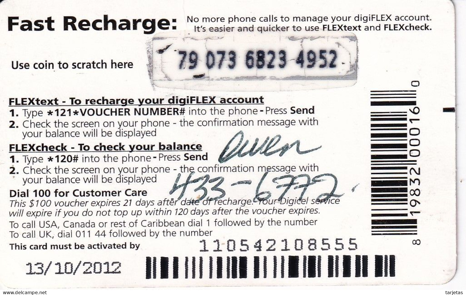 TARJETA DE JAMAICA DE NAVIDAD DE DIGICEL (CHRISTMAS) $100 - Noel