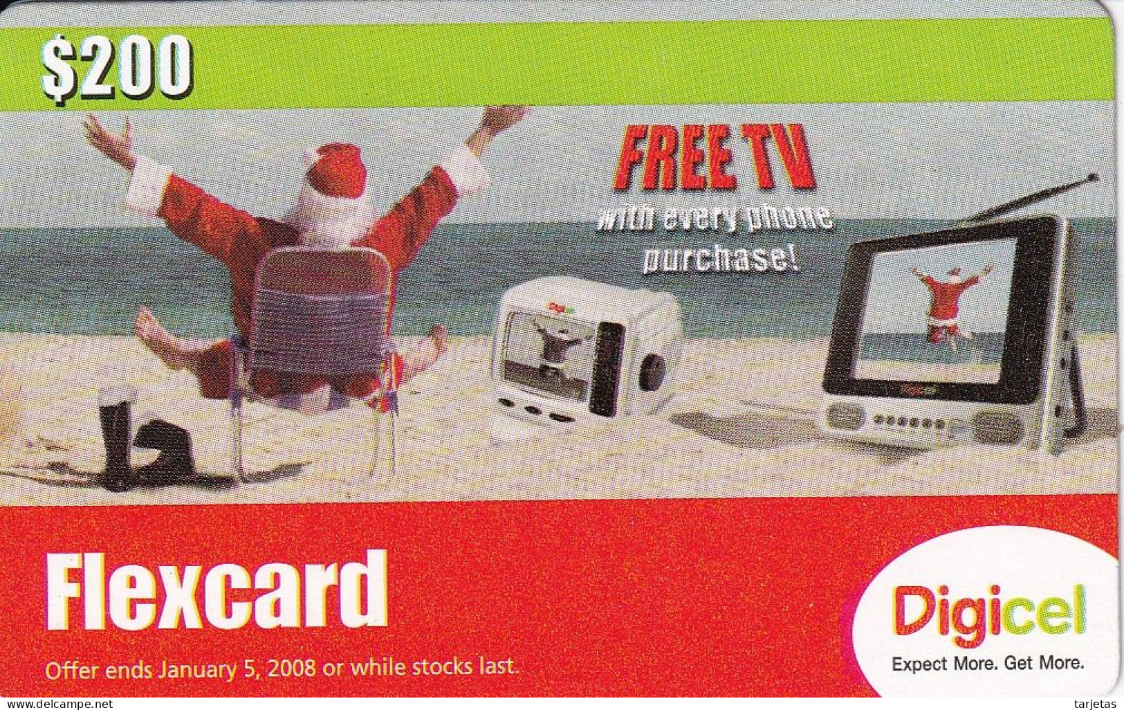 TARJETA DE JAMAICA DE NAVIDAD DE DIGICEL (CHRISTMAS) $200 - Noel