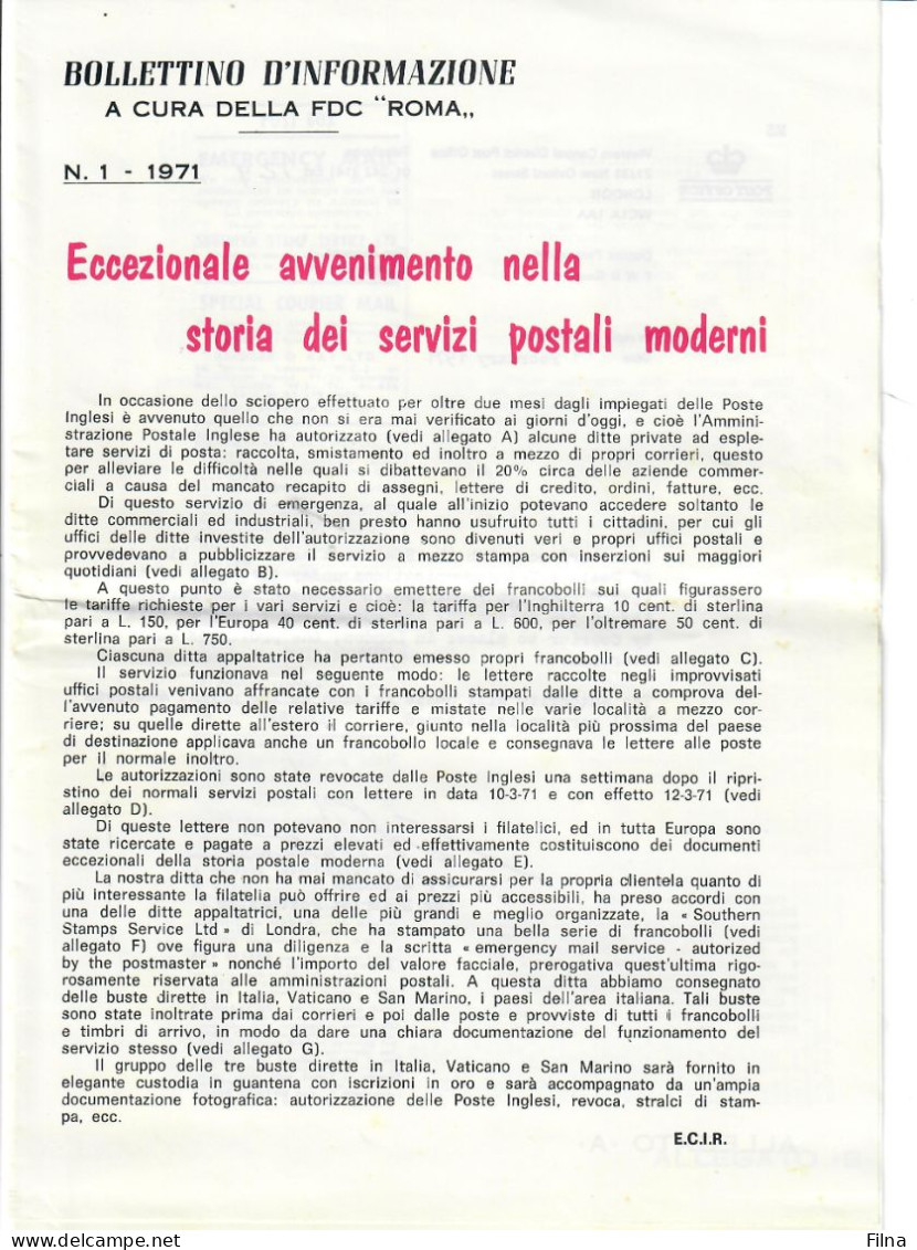 EMERGENCY MAIL SERVICE LONDON 1971 3 BUSTE VIAGGIATE CON BOLLETTINO D'INFORMAZIONE - Autres & Non Classés