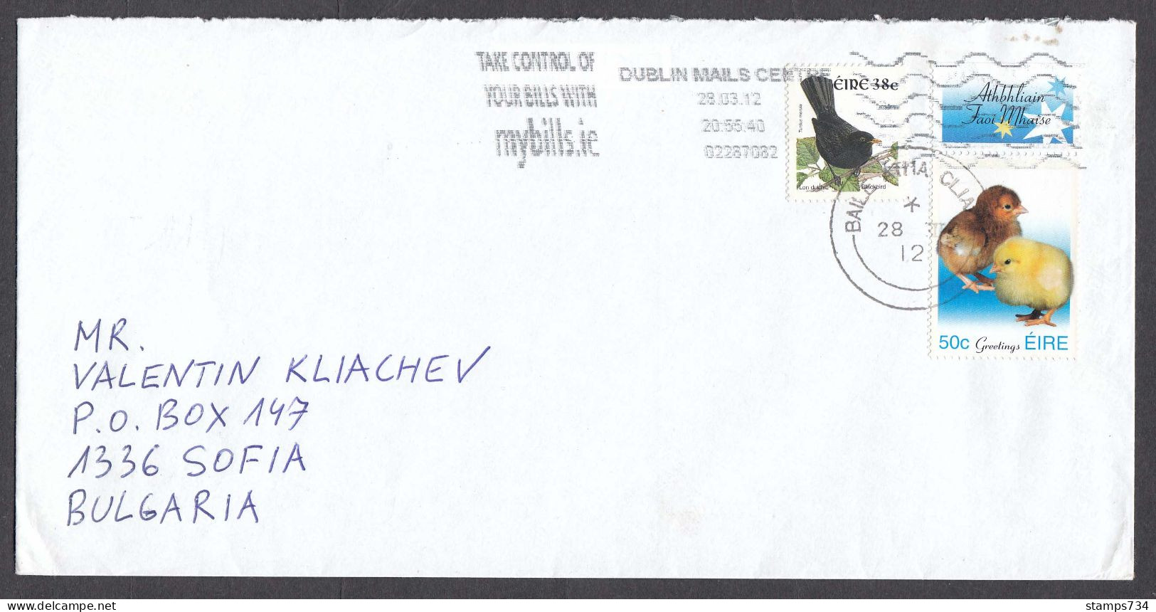 Ireland 2012 - 0.78 Euro, Bird, Greetings, Ordinary Letter - Brieven En Documenten